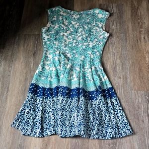 Danny and Nicole Dress, size 10, teal-white-blue